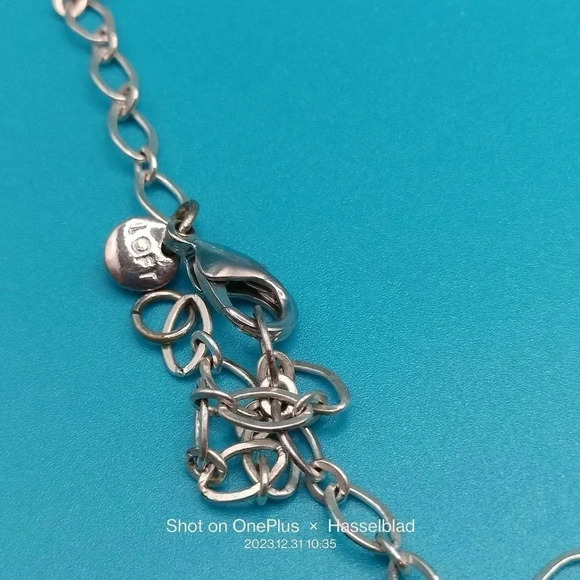 LOFT Silver Tone Link Blue Mix Beads Necklace 26" - Picture 7 of 9